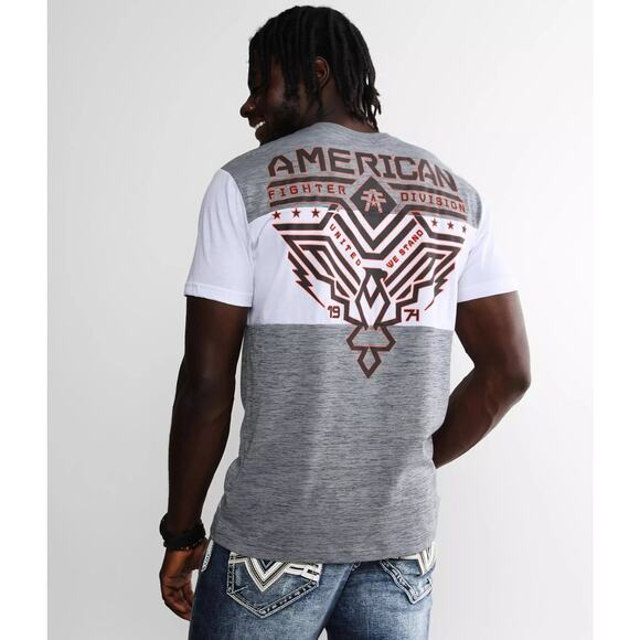 American Fighter Men's T-Shirt Grey White Dip Dye Dugger Panel Tee in X-Large - Picture 5 of 6